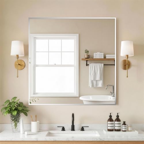 FICTOR Bathroom Vanity Mirror for Over Sink, 30" x 30", Silver by FICTOR