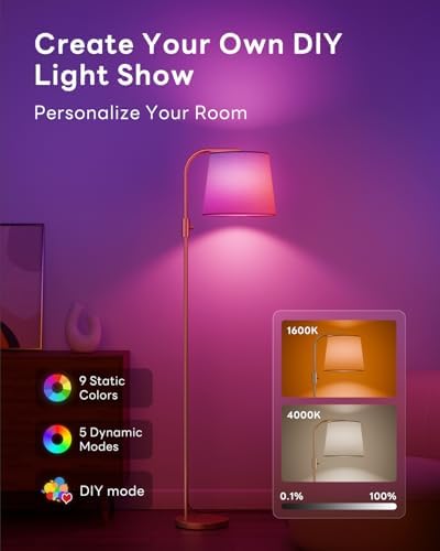 LED Arc Floor Lamp, RGB Color Changing, 65", 350° Swivel Shade - Image 4