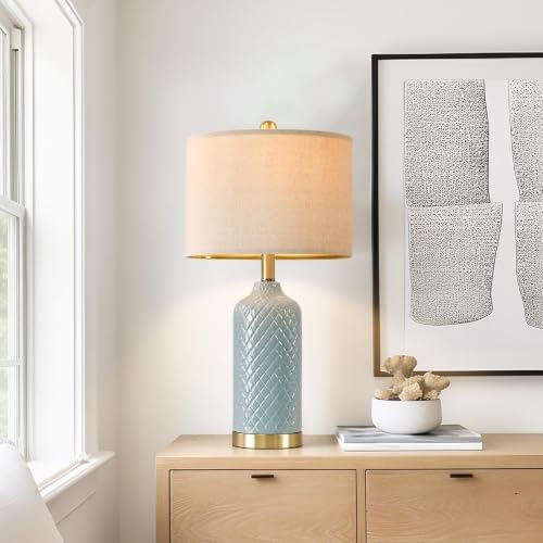 24.25" Table Lamp Modern Ceramic Blue Lamps for Living Room Bedroom Bedside - Image 6
