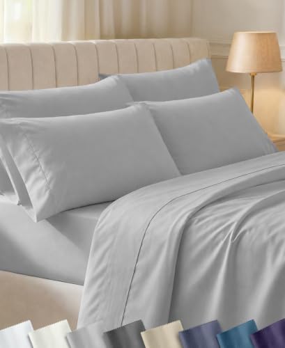 California Design Den 100% Cotton Sateen Queen Sheets Set, 6 Pc, Light Grey by CaliforniaDesignDen
