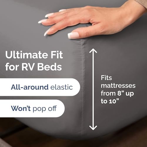 Short Queen Size 4 Piece Bed Sheet Set - RV Short Queen Sheets - Dark Grey - Image 3