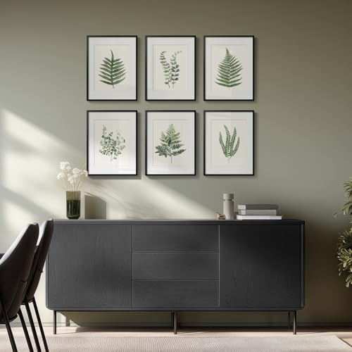 Framed Modern Green Tropical Fern Botanical Wall Art, 6 Piece 11x14 In - Image 2