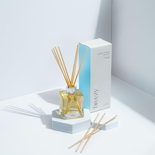 Doctor Aromas Premium Reed Diffuser Diffuser Glass Jar Set Elegant Scent for Home, Room or Bathroom and Fresh Air Scent Lasting Home Fragrance Over 90 Days (Pack of 2, Breezy) - Image 4
