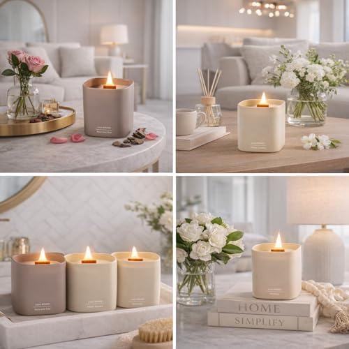 Set of 3 Premium Scented Soy Candles Gift Set | Nature's Bloom Collection - Gardenia, Hilton Garden and Rose & Oud | Crackling Wood Wick | Luxury Candles for Relaxation, Home Décor, Gifts | 9.8oz Each - Image 6