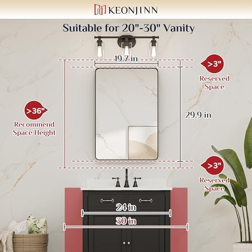 Keonjinn 20 x 30 Inch Brushed Nickel Bathroom Mirrors for Over Sink - Image 6