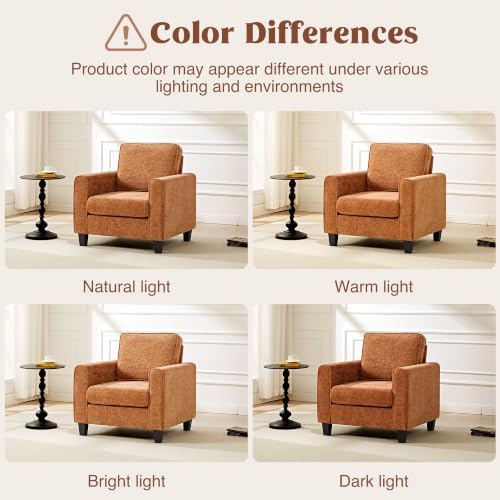 Accent Chair for Living Room, Mid Century Modern Upholstered Living Room Chair, Chenille Reading Armchair for Apartment, Waiting Room, Office, Orange - Image 6