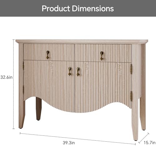 FUSUNBAO 40" Fluted Buffet Cabinet, Sideboard Credenza with Drawer,Walnut - Image 2