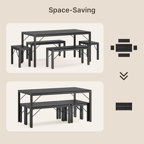 Gizoon 63" Dining Table Set for 6, Kitchen Table w/Bench & Stools Black - Image 6