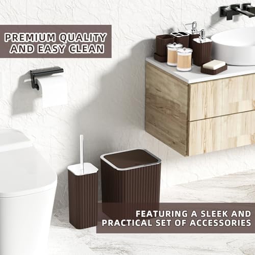 XLHOMO Bathroom Accessories Set - 10PC Gorgeous Brown Bathroom Set - Image 5