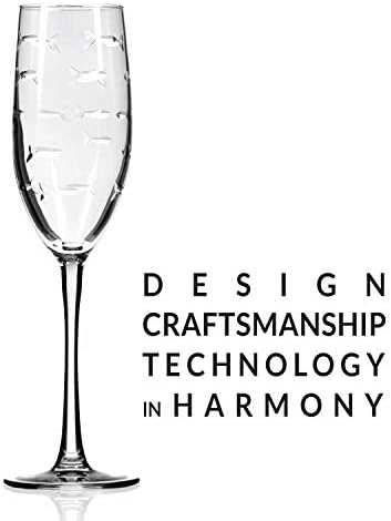 Rolf Glass School of Fish 8oz Champagne Flute Glass | Toasting Flute Glasses | Lead-Free Glass | Etched Flute Glasses | Proudly Made in the USA (Set of 2) - Image 4