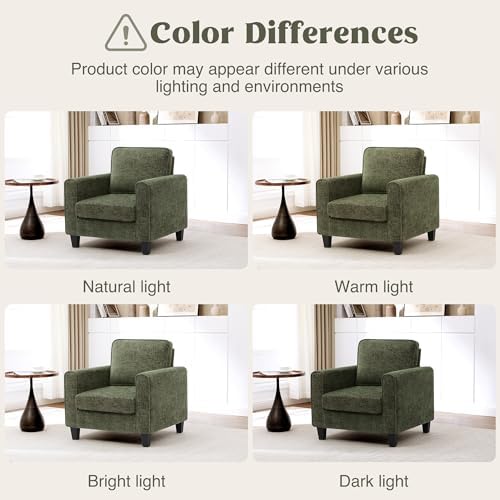 Accent Chairs Set of 2 for Living Room, Mid Century Modern Upholstered Living Room Chair, Chenille Reading Armchair for Apartment, Waiting Room, Office, Green - Image 6