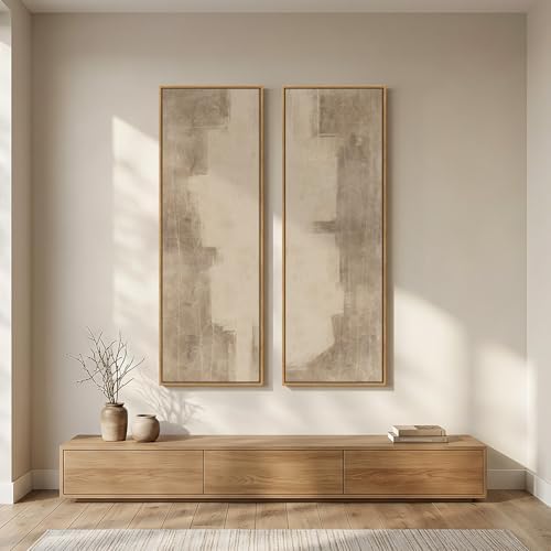 Large Framed Neutral Abstract Vertical Wall Art Decor for Hallway, 2 Pieces - Image 5