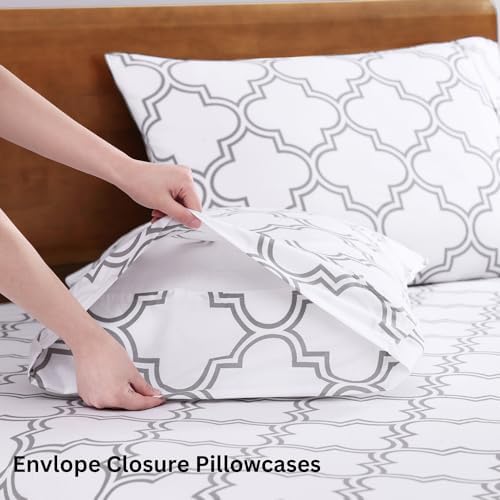 LANE LINEN Twin Sheet Set 100% Organic Cotton Soft 3pc Percale - Trellis - Image 5
