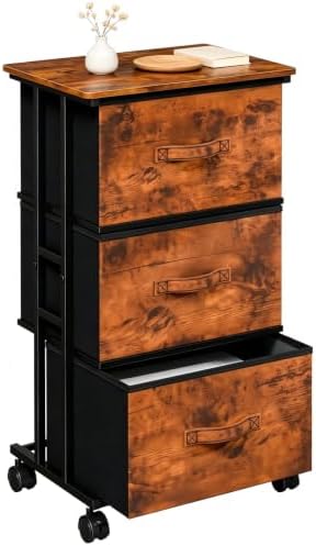 DUMOS Nightstand, Bedside Table with 3 Fabric Drawers by DumosLifestyle