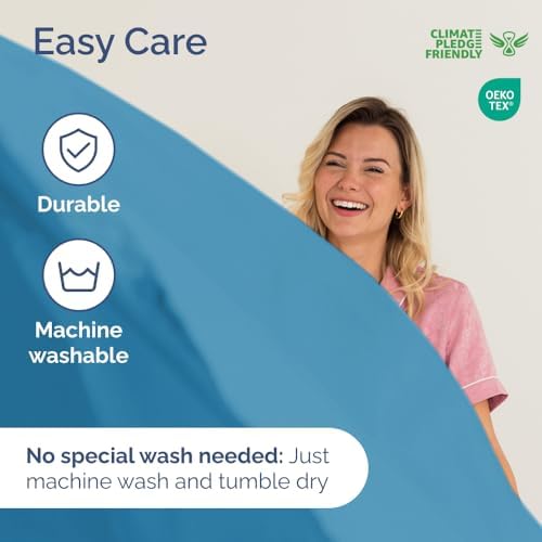 Short Queen Size 4 Piece Bed Sheet Set - RV Short Queen Sheets - Denim Blue - Image 6