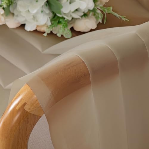 OWENIE Extra Long Sheer Curtains 96 inches Long for Bedroom Living Room, Soft Light Weight Airy Voile Sheer Curtains, Rod Pocket Light Filtering Solid Color Farmhouse Curtains, Each 42Wx96L inch - Image 6