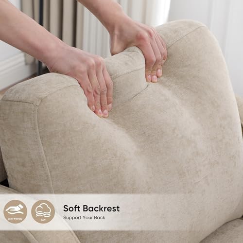 Accent Chairs Set of 2, Upholstered Living Room Chair with Side Pockets, Mid Century Modern Reading Chair for Bedroom, Comfy Armchair Single Sofa Side Chair for Office, Small Room, Light Brown - Image 5