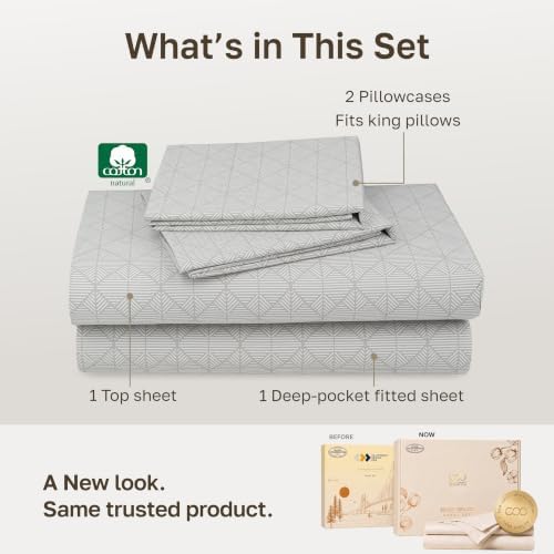 California Design Den Soft 100% Cotton Sateen King Bed Sheet Set, 4 Pc - Image 3