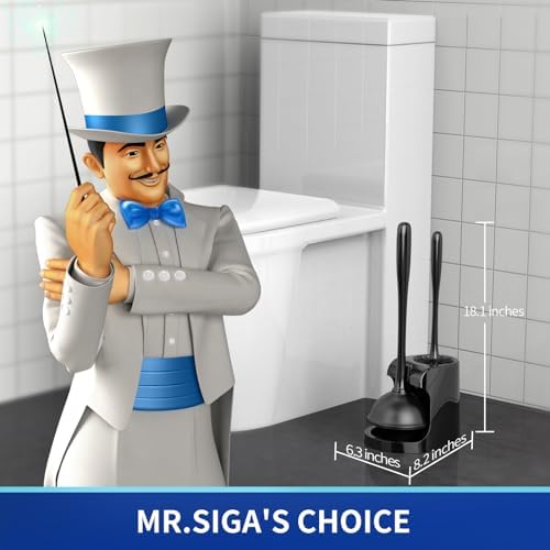 MR.SIGA Toilet Plunger and Bowl Brush Combo for Bathroom Cleaning, Black - Image 2