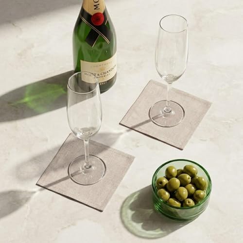 Solino Home 100% Linen Cocktail Napkins Natural, Fete 6 x 6 in, Set of 12 - Image 2