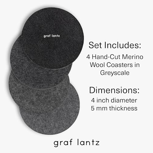Graf Lantz - Bierfilzl Merino Wool Round Coasters Set of 4 - Greyscale (4" Circles) - Absorbs 30% of Weight - German Wool - Heat Resistant, Sustainable, & Reusable - Home Decor & Coffee Table Decor - Image 4