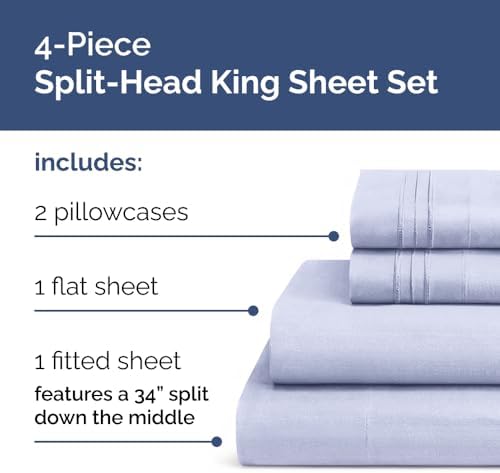 Flex Top Split Head King 4 Piece Sheet Set - Soft & Breathable - Lavender - Image 2