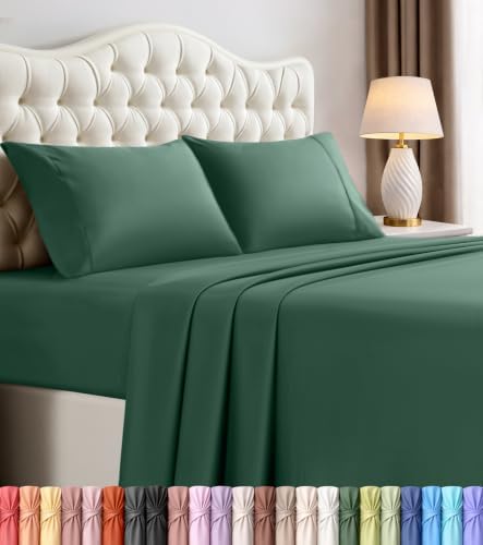 Queen Sheets Set, 4 Pieces 16" Deep Pocket Bed Sheets, Emerald Green by UTOPIABEDDING