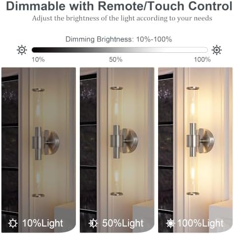 Brushed Nickel Battery Operated Wall Sconces Set of 2 with Remote - Image 3
