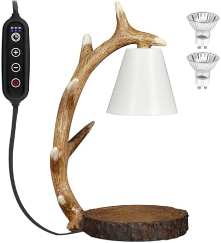 Candle Lamps,Candle Warmer Lamp with Timer Dimmer for New Home Bedroom Decoration Handcrafted with Resin Reindeer Antler Design Desktop lamp，Hand-Painted Night Desk lamp Creative Birthday Gifts - Image 6