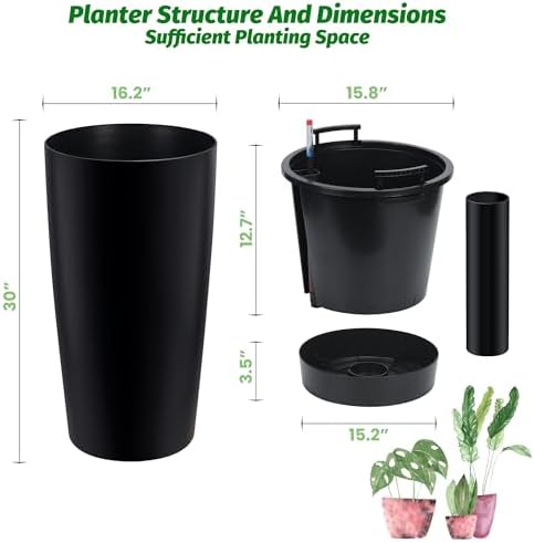 Garvee Tall Planters for Outdoor Plants, 30 in Outdoor Planters Set of 2 - Image 2
