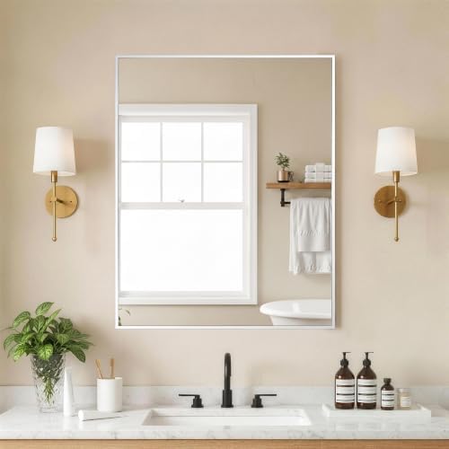 FICTOR Bathroom Vanity Mirror for Over Sink, 24" x 30", Silver by FICTOR