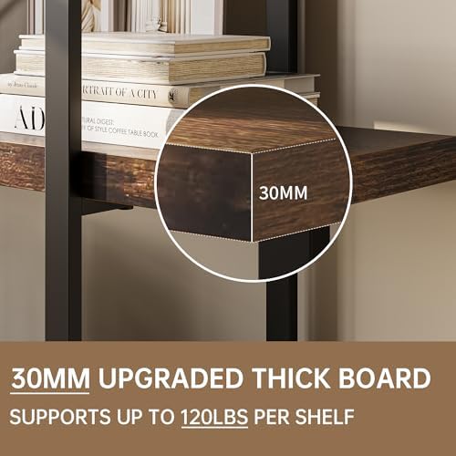 2PCS Heavy Duty 6 Tier Industrial Bookcase for Home Office, Rustic Brown - Image 4