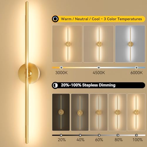 Battery Operated Wall Sconces Set of 2, Remote Control, 8000mAh, Gold - Image 2