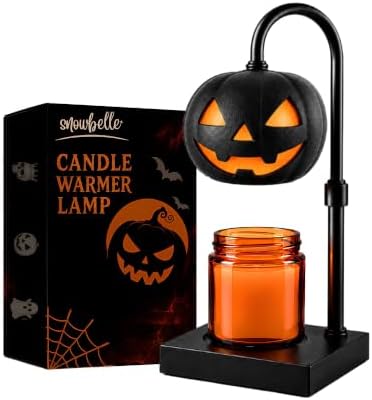 Pumpkin Candle Warmer Lamp with Timer, Dimmable Black Halloween Fall Decor by LightUpYourHalloween