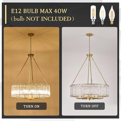 CATINER Modern 30" Crystal Glass Chandelier 12-Light Gold Chandeliers - Image 7