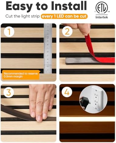 Dimmable LED Recessed Light Kit 1Pack, 3000K Warm White LED Wall Panel Light, 7.87ft/Pack Self-Adhesive Retrofit Strip for Wood Slat Walls, Accent & Acoustic Panels, 24V, UL Listed - Image 4