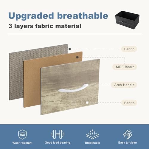 DUMOS Nightstand, Bedside Table with 4 Fabric Drawers - Image 5