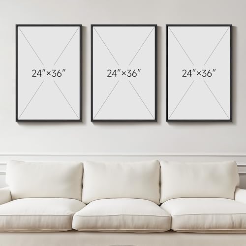 Large Framed Gold Abstract Geometric Wall Art for LIving Room, 3 Piece - Image 3