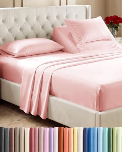 Flex Top Split Head King 4 Piece Sheet Set - Soft & Breathable - Baby Pink by CGKUnlimited