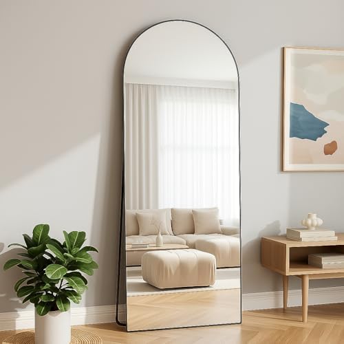 BEAUTYPEAK 71" x 26" Arch Full-Length Mirror with Stand, Black by BEAUTYPEAK