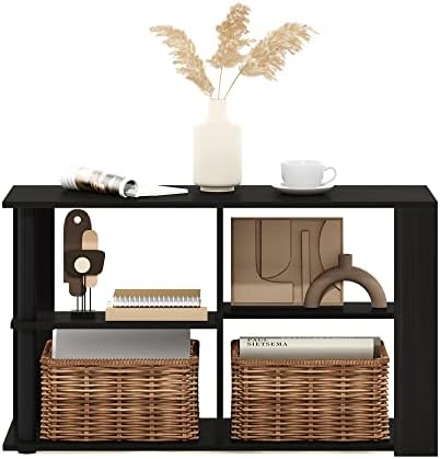 Furinno Romain Narrow End Table with Shelves, Espresso/Black - Image 4