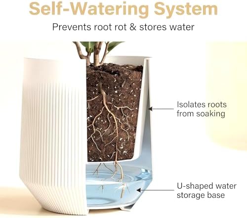 Plant Pots，Set of 2 Plastic Large Pots for Indoor Plants,Flower Pots Outdoor Planters with Drainage Hole and Seamless Saucer,(White 15Inches) - Image 2