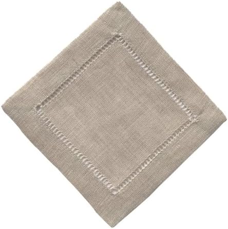 Ladder Hemstitch 100% Natural Linen Cocktail Napkins 4"x4" - A Dozen Cloth Napkin Coasters-Set of 12 Linen Beverage Party Cocktail Napkin - Image 4