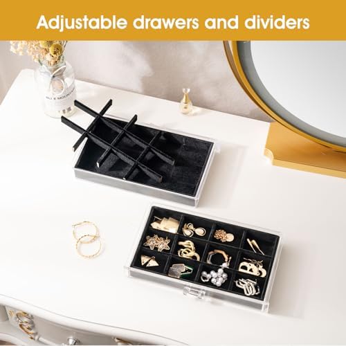 ProCase Earring Holder Organizer Jewelry Box with 3 Drawers, Black - Image 2