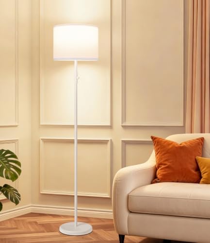 Floor Lamp Simple Design with Shade, Standing Lamps for Living Room Bedroom Office Dining Room Kitchen-White by Yemela