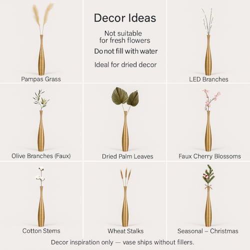 Leewadee Large Floor Vase 41 inches Mango Wood for Pampas Grass, Dried Flowers - Image 6