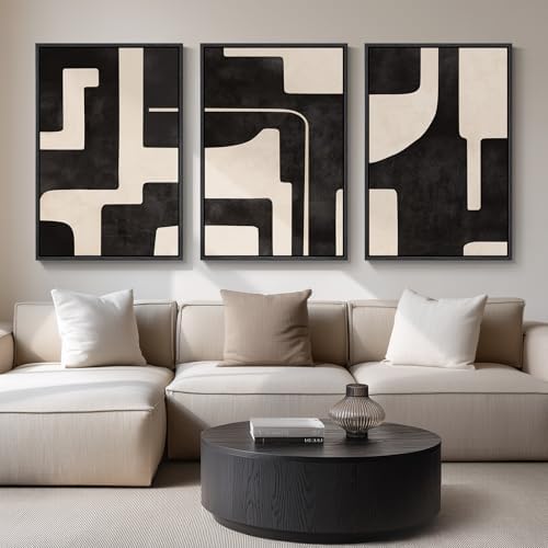 Large Framed Neutral Abstract Canvas Wall Art for Living Room, 24x36 Inch by Cuspin