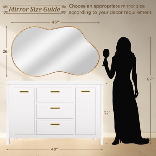 Bathroom Mirror for Over Sink-Gold Home Decor Wall Mirror 26"x 46" Single - Image 4