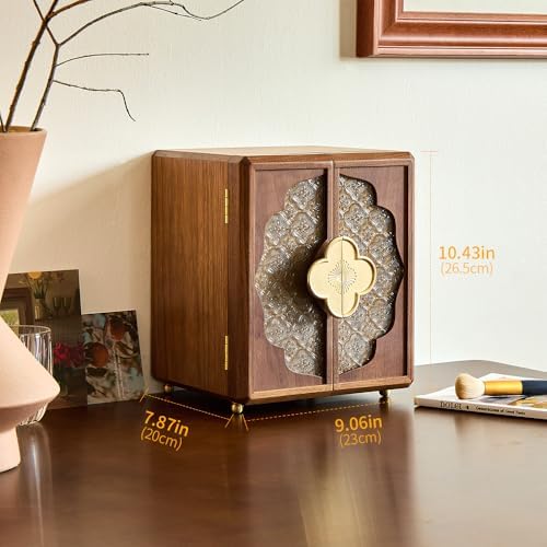 Double Door Jewelry Box, Black Walnut Jewelry Storage with Velvet Lining - Image 2