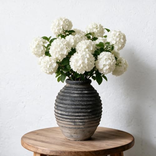 Kokrose Black Ceramic Vase,10 Inch Rustic Pottery Vase for Home Decor - Image 6